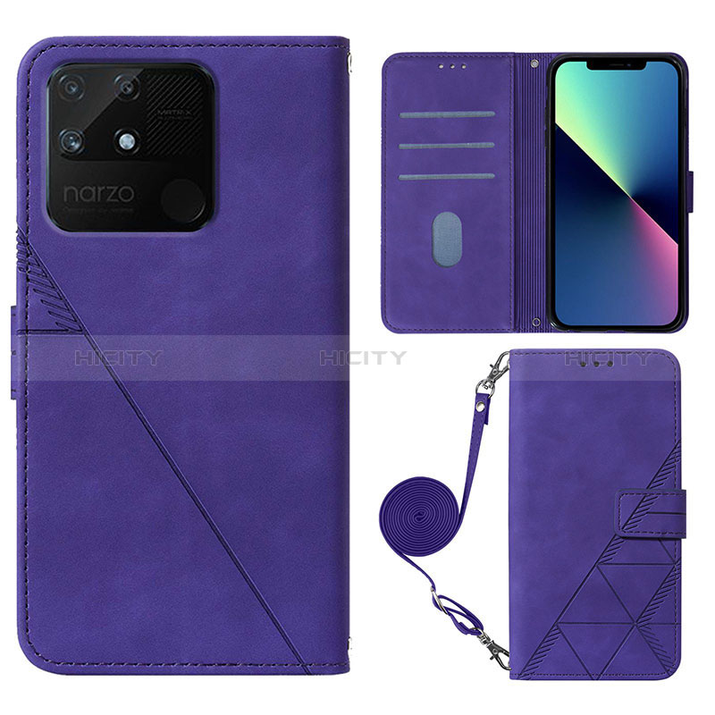 Custodia Portafoglio In Pelle Cover con Supporto Y02B per Realme Narzo 50A Viola