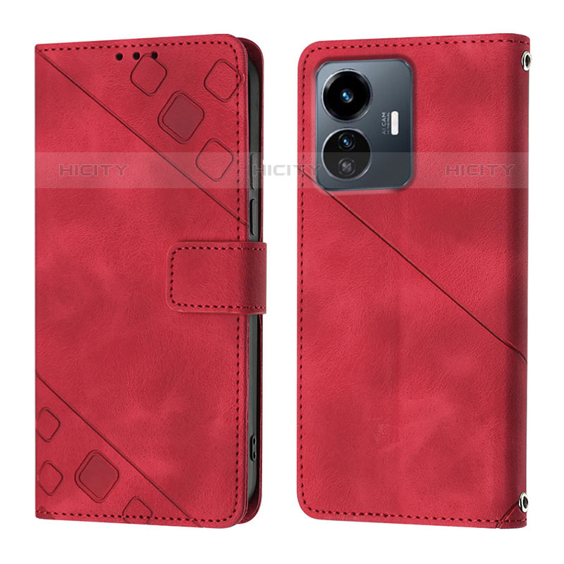 Custodia Portafoglio In Pelle Cover con Supporto Y02B per Vivo iQOO Z6 Lite 5G Rosso