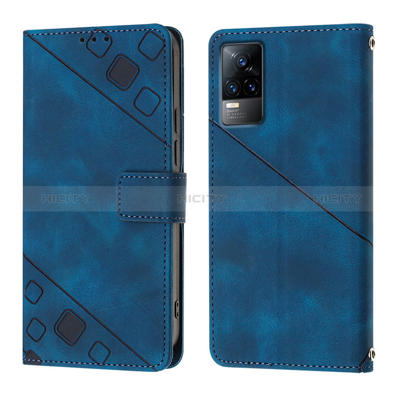 Custodia Portafoglio In Pelle Cover con Supporto Y02B per Vivo V21e 4G Blu