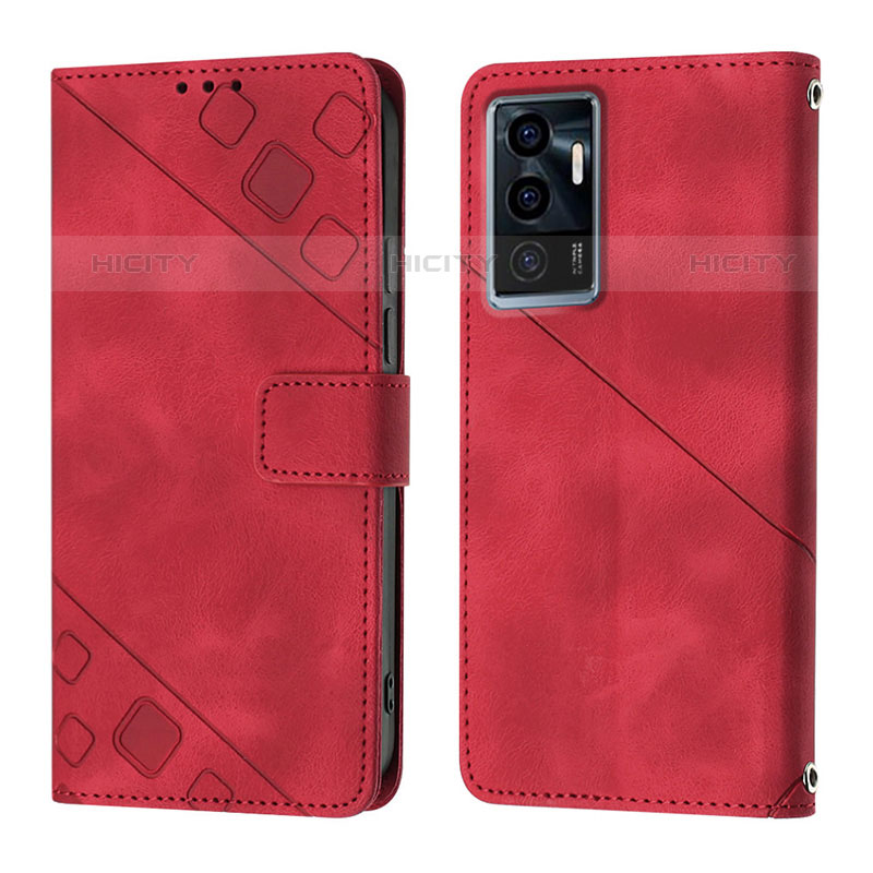 Custodia Portafoglio In Pelle Cover con Supporto Y02B per Vivo V23e Rosso