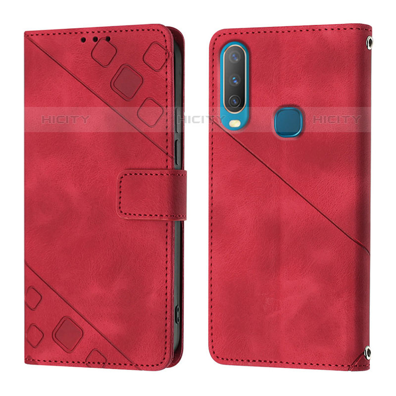 Custodia Portafoglio In Pelle Cover con Supporto Y02B per Vivo Y11 Rosso