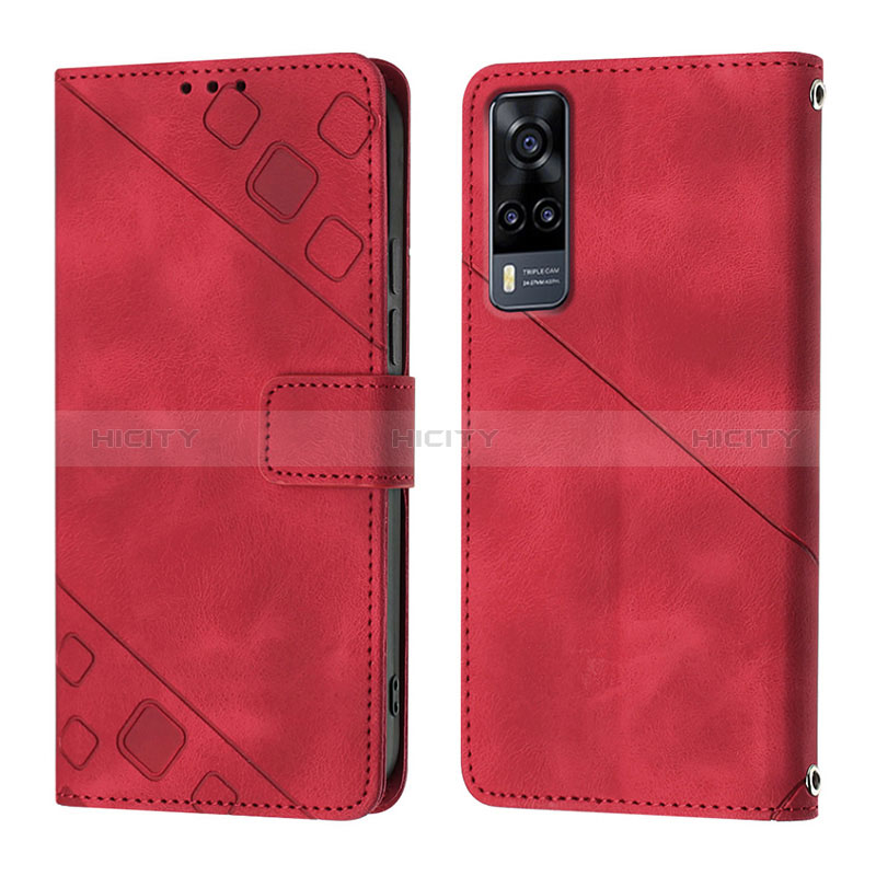 Custodia Portafoglio In Pelle Cover con Supporto Y02B per Vivo Y53s 4G Rosso