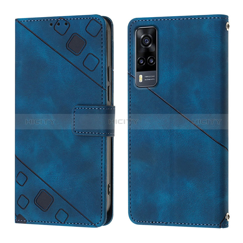 Custodia Portafoglio In Pelle Cover con Supporto Y02B per Vivo Y53s NFC Blu