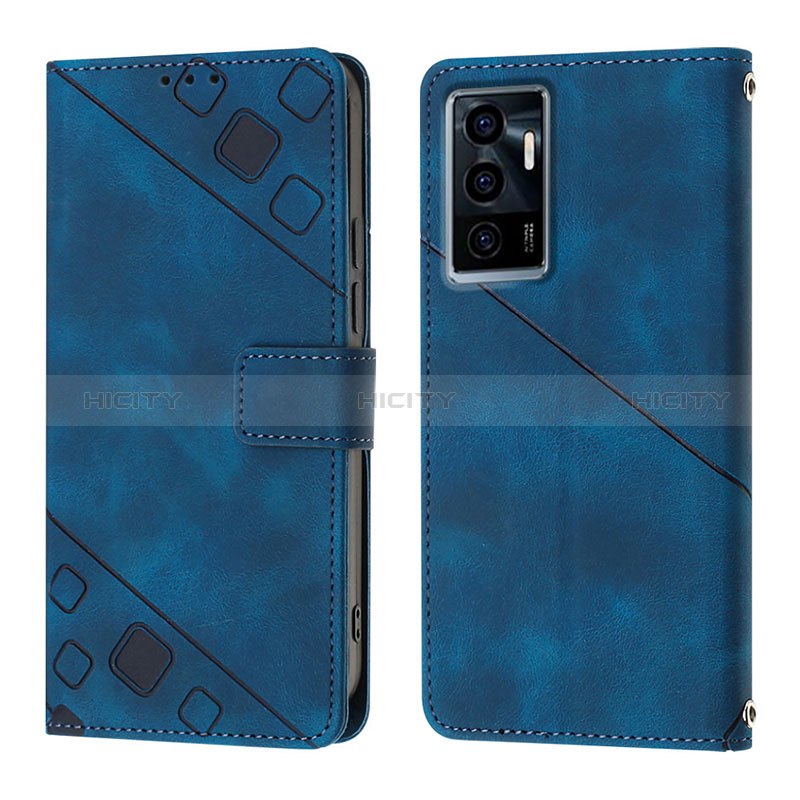 Custodia Portafoglio In Pelle Cover con Supporto Y02B per Vivo Y75 4G Blu