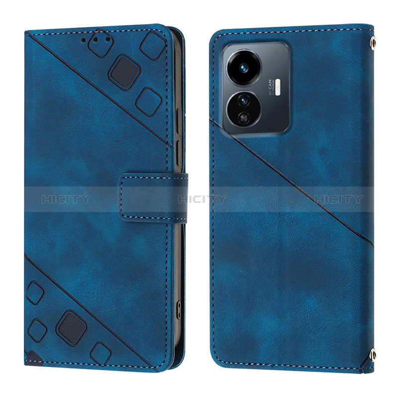 Custodia Portafoglio In Pelle Cover con Supporto Y02B per Vivo Y77e t1 Blu