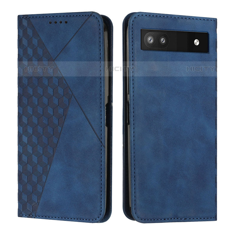 Custodia Portafoglio In Pelle Cover con Supporto Y02X per Google Pixel 6a 5G Blu