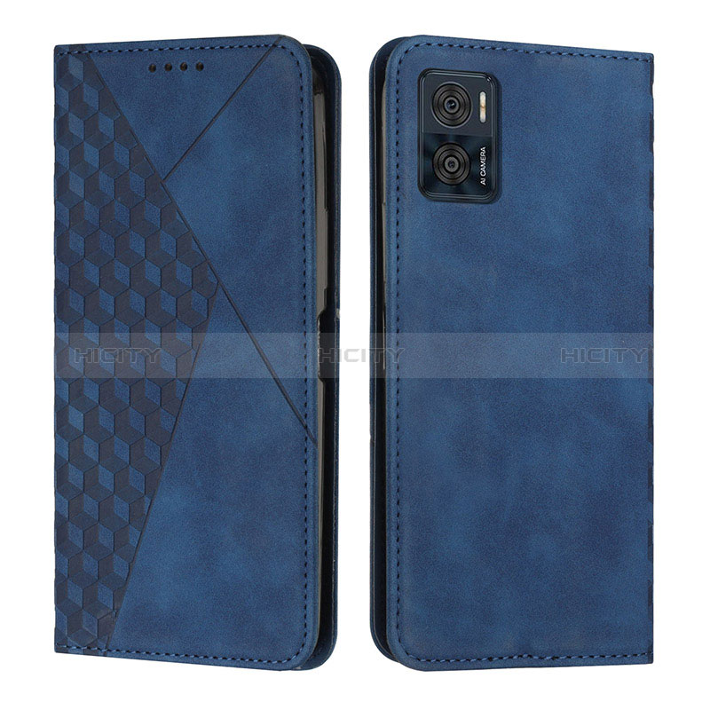 Custodia Portafoglio In Pelle Cover con Supporto Y02X per Motorola Moto E22 Blu