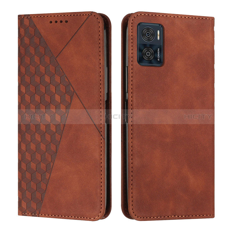 Custodia Portafoglio In Pelle Cover con Supporto Y02X per Motorola Moto E22 Marrone