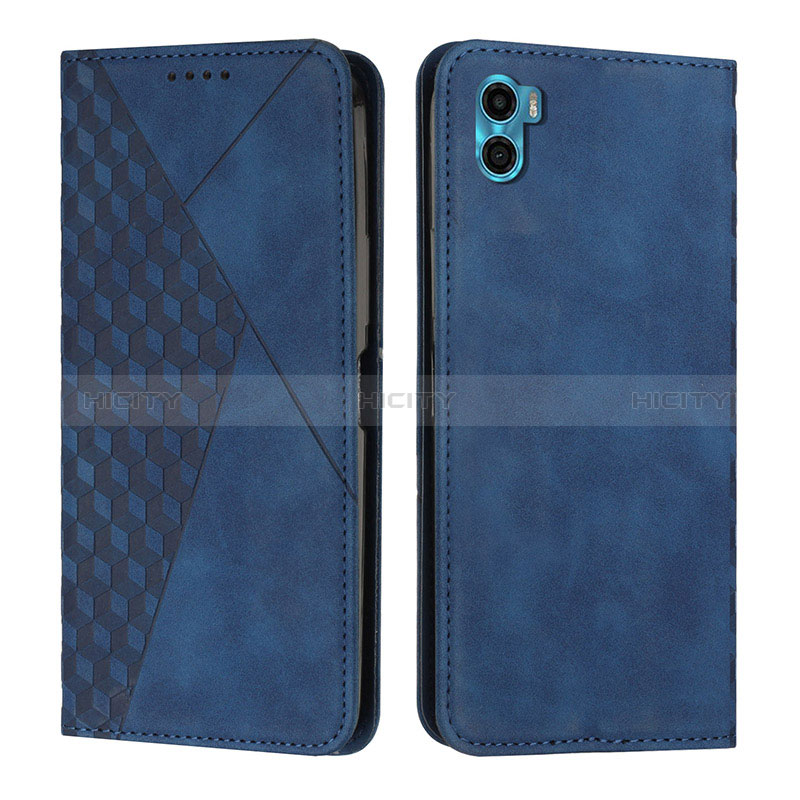 Custodia Portafoglio In Pelle Cover con Supporto Y02X per Motorola Moto E22S Blu