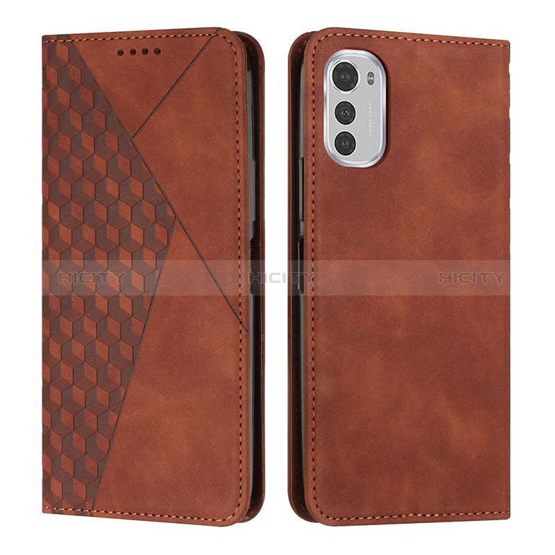 Custodia Portafoglio In Pelle Cover con Supporto Y02X per Motorola Moto E32 Marrone