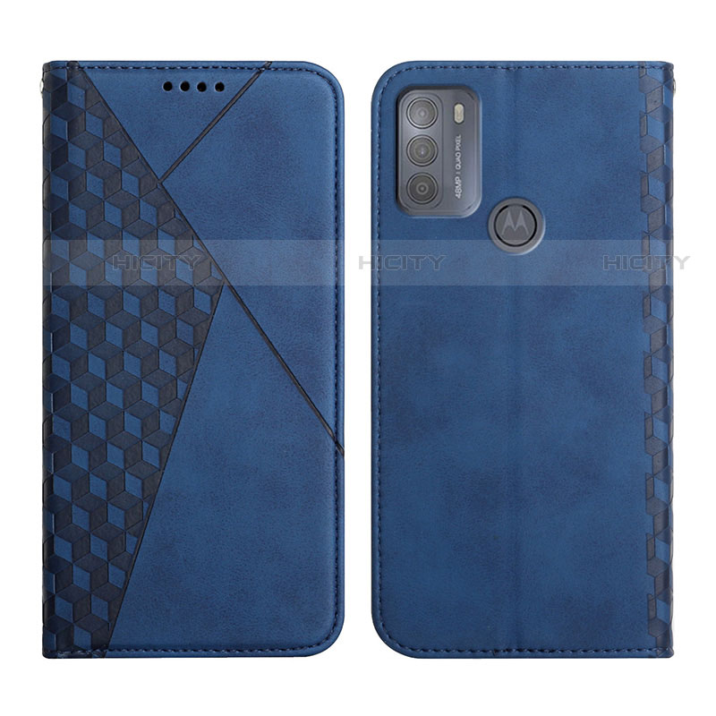 Custodia Portafoglio In Pelle Cover con Supporto Y02X per Motorola Moto G50 Blu