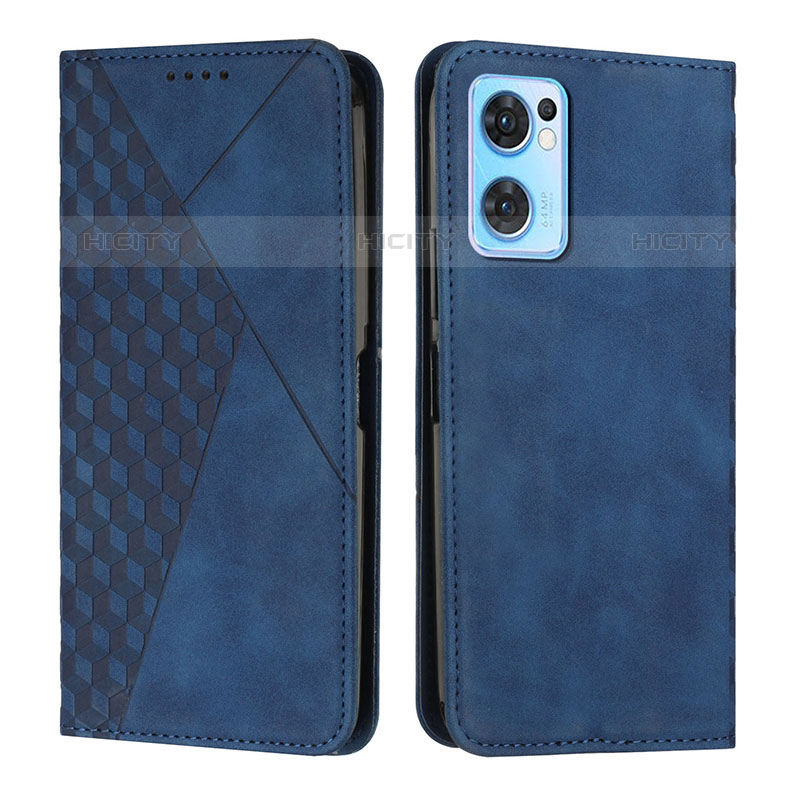 Custodia Portafoglio In Pelle Cover con Supporto Y02X per Oppo Reno7 5G Blu