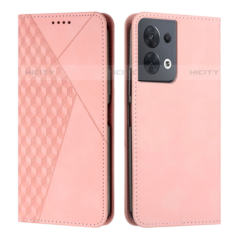 Custodia Portafoglio In Pelle Cover con Supporto Y02X per Oppo Reno8 5G Oro Rosa