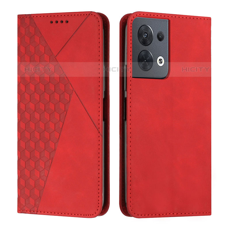 Custodia Portafoglio In Pelle Cover con Supporto Y02X per Oppo Reno8 5G Rosso