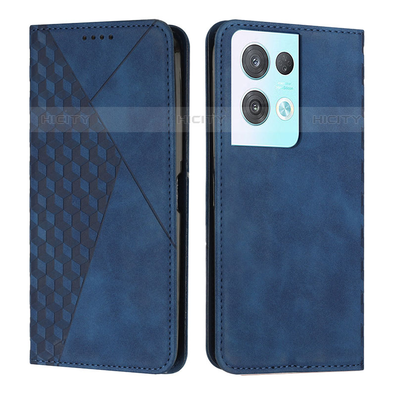 Custodia Portafoglio In Pelle Cover con Supporto Y02X per Oppo Reno8 Pro 5G Blu