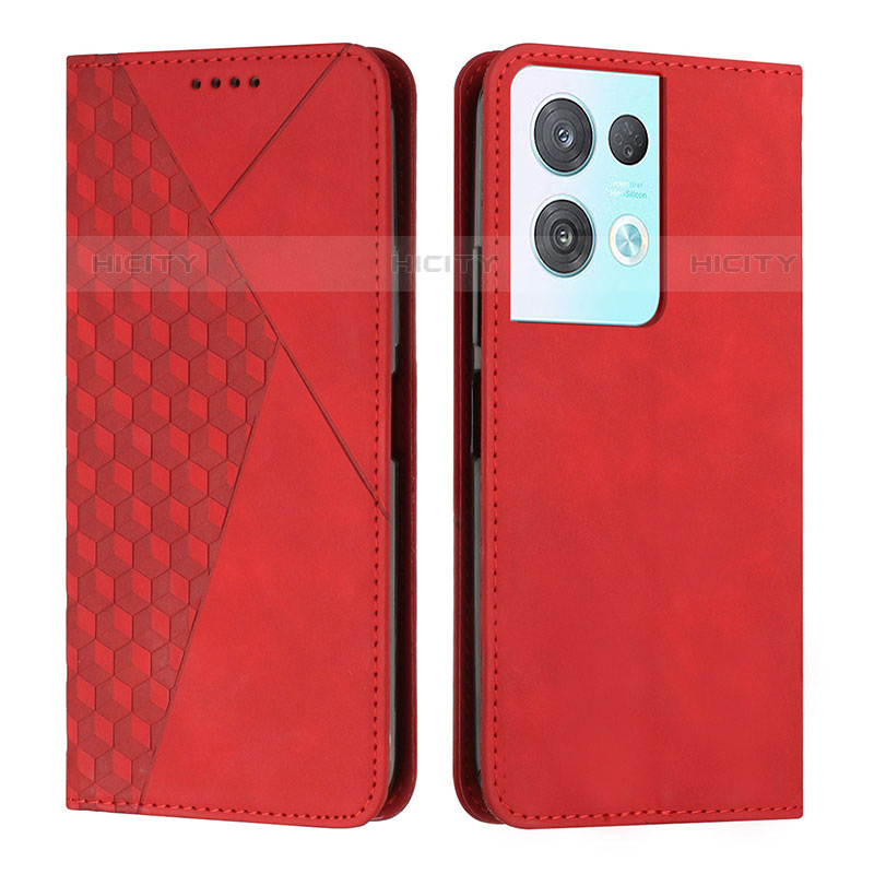 Custodia Portafoglio In Pelle Cover con Supporto Y02X per Oppo Reno8 Pro 5G Rosso