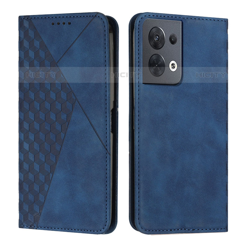 Custodia Portafoglio In Pelle Cover con Supporto Y02X per Oppo Reno9 5G Blu