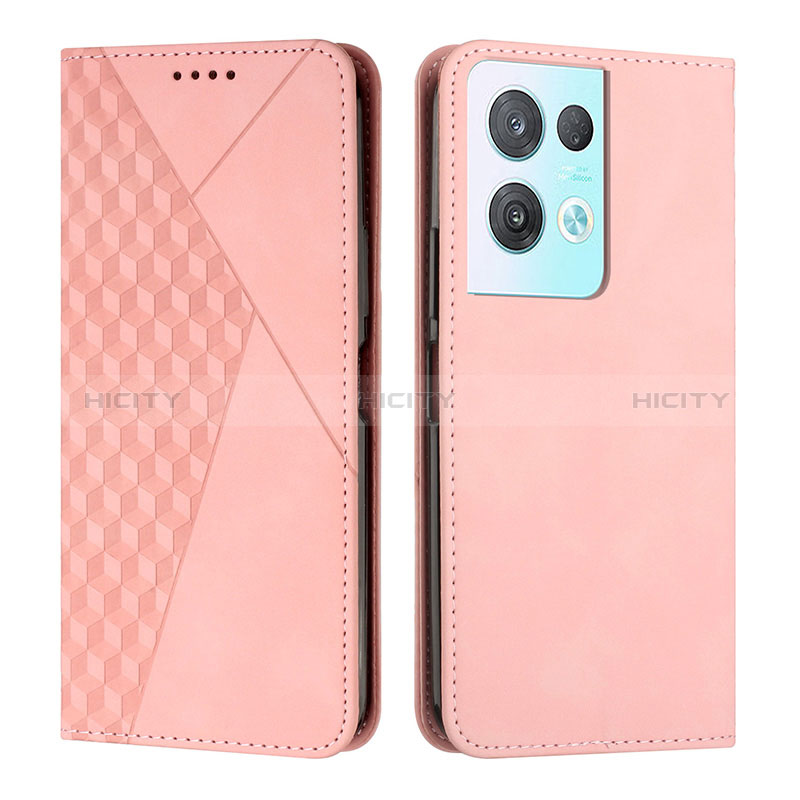 Custodia Portafoglio In Pelle Cover con Supporto Y02X per Oppo Reno9 Pro+ Plus 5G Oro Rosa