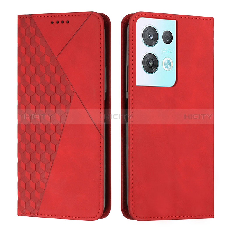 Custodia Portafoglio In Pelle Cover con Supporto Y02X per Oppo Reno9 Pro+ Plus 5G Rosso