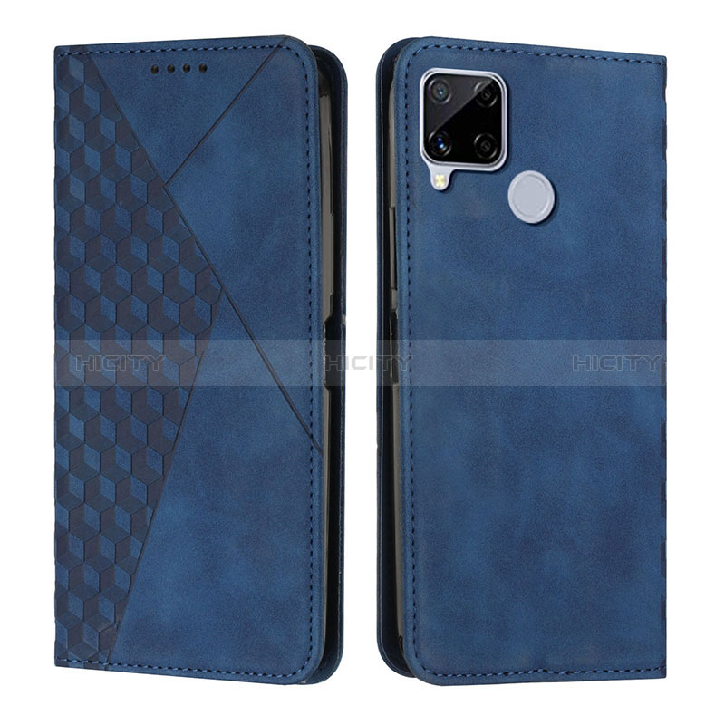 Custodia Portafoglio In Pelle Cover con Supporto Y02X per Realme 7i RMX2193 Blu