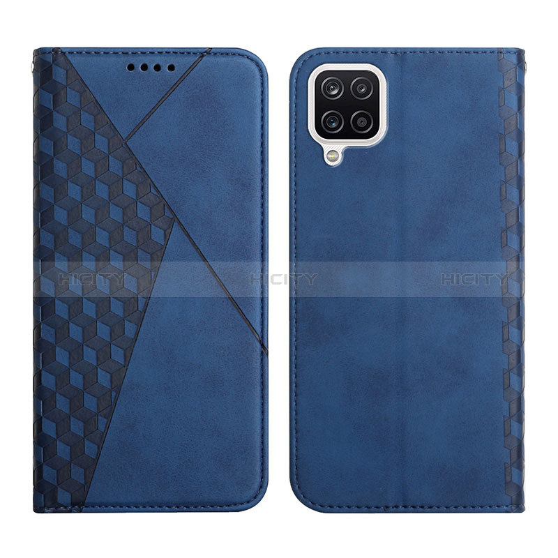 Custodia Portafoglio In Pelle Cover con Supporto Y02X per Samsung Galaxy A12 Nacho Blu