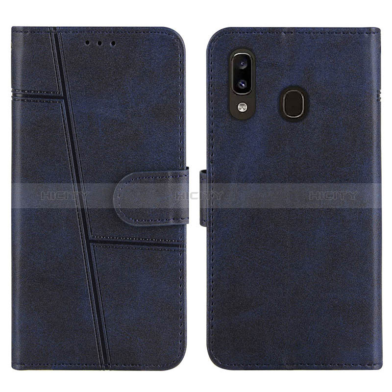 Custodia Portafoglio In Pelle Cover con Supporto Y02X per Samsung Galaxy A20 Blu