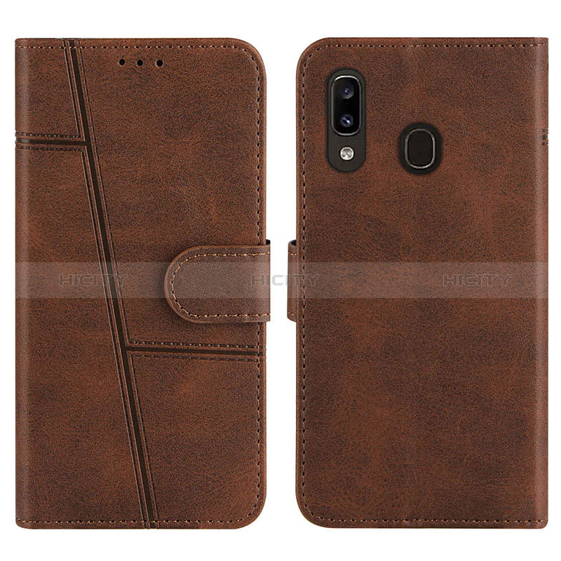 Custodia Portafoglio In Pelle Cover con Supporto Y02X per Samsung Galaxy A20 Marrone