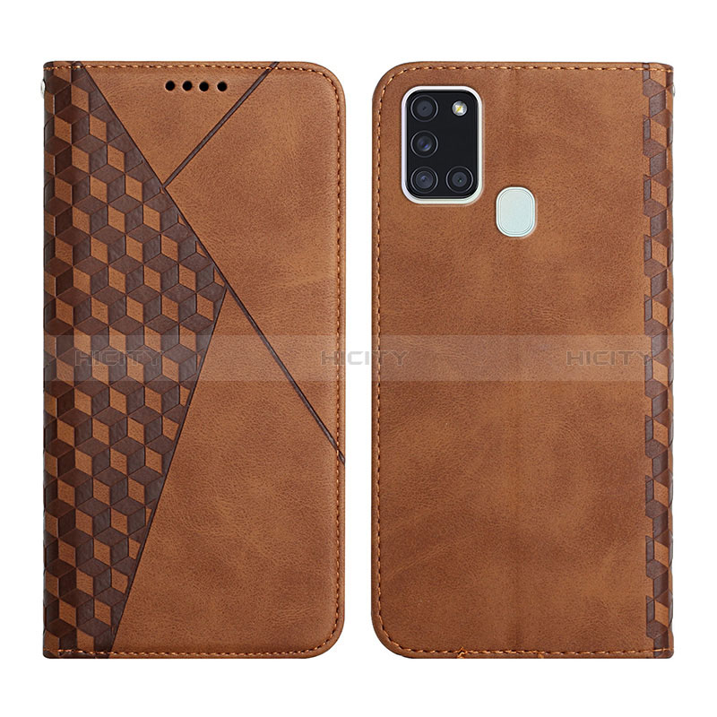 Custodia Portafoglio In Pelle Cover con Supporto Y02X per Samsung Galaxy A21s Marrone