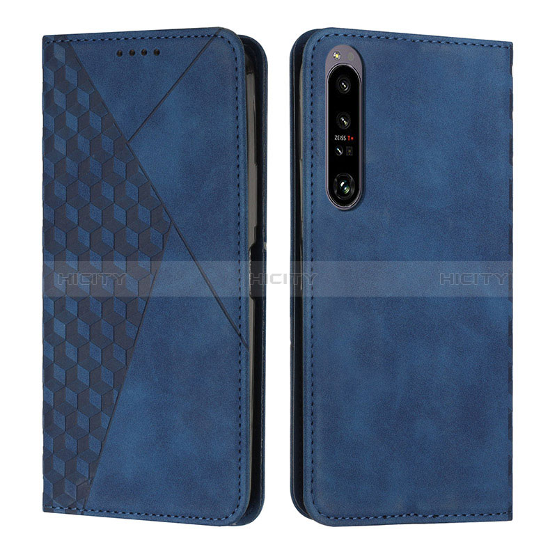 Custodia Portafoglio In Pelle Cover con Supporto Y02X per Sony Xperia 1 IV Blu