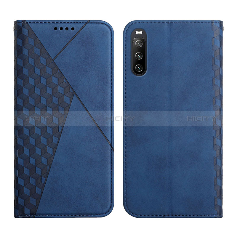 Custodia Portafoglio In Pelle Cover con Supporto Y02X per Sony Xperia 10 III Lite Blu