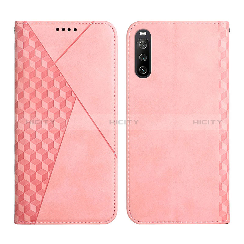 Custodia Portafoglio In Pelle Cover con Supporto Y02X per Sony Xperia 10 III Oro Rosa