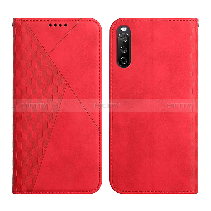 Custodia Portafoglio In Pelle Cover con Supporto Y02X per Sony Xperia 10 III SOG04 Rosso