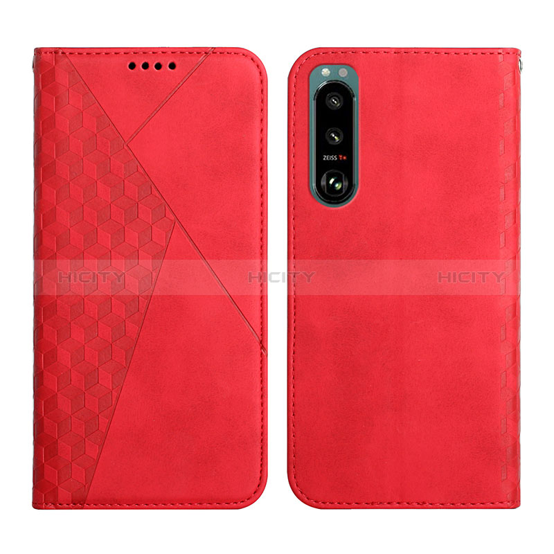 Custodia Portafoglio In Pelle Cover con Supporto Y02X per Sony Xperia 5 III SO-53B Rosso