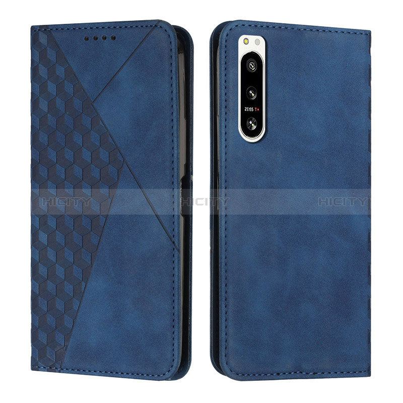 Custodia Portafoglio In Pelle Cover con Supporto Y02X per Sony Xperia 5 IV Blu