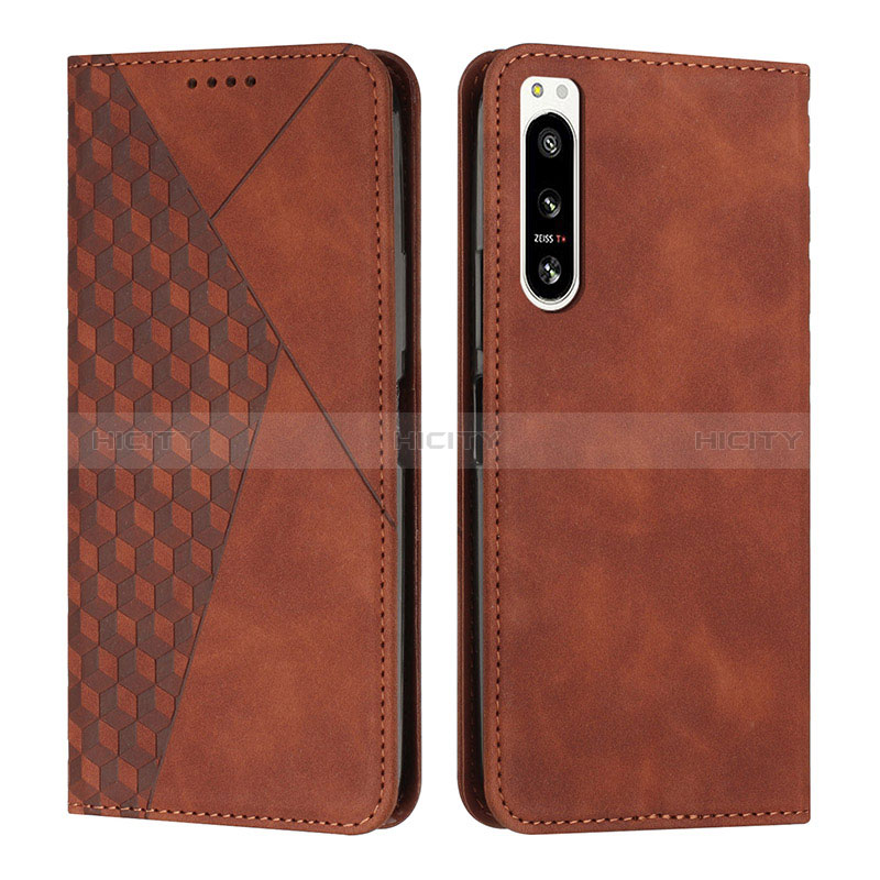 Custodia Portafoglio In Pelle Cover con Supporto Y02X per Sony Xperia 5 IV Marrone