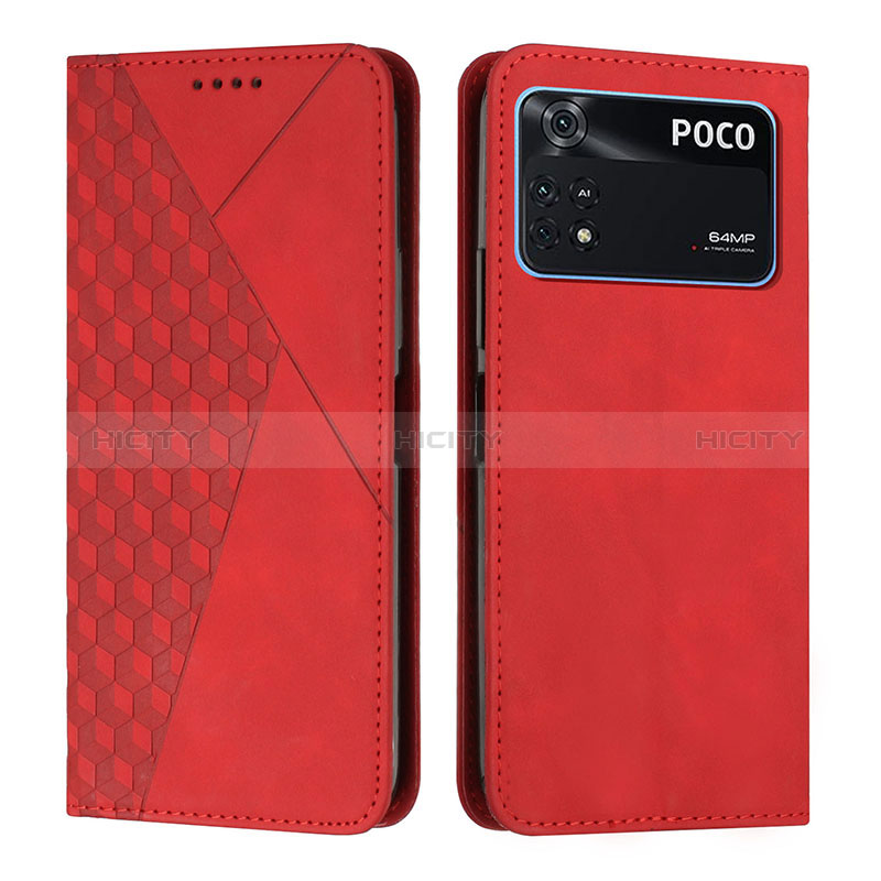 Custodia Portafoglio In Pelle Cover con Supporto Y02X per Xiaomi Poco M4 Pro 4G Rosso