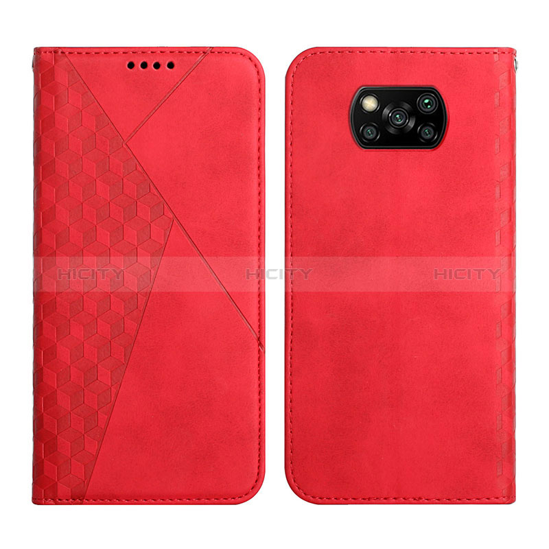 Custodia Portafoglio In Pelle Cover con Supporto Y02X per Xiaomi Poco X3 NFC Rosso