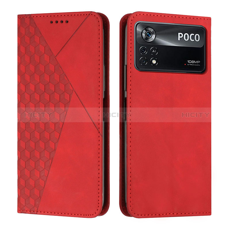 Custodia Portafoglio In Pelle Cover con Supporto Y02X per Xiaomi Poco X4 Pro 5G Rosso