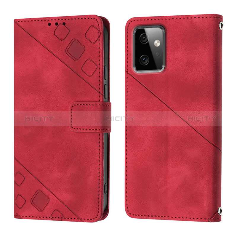 Custodia Portafoglio In Pelle Cover con Supporto Y03B per Motorola Moto G Power 5G (2023) Rosso