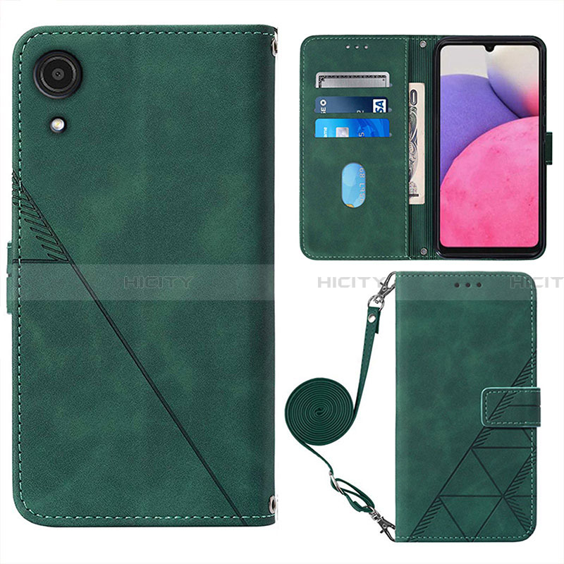 Custodia Portafoglio In Pelle Cover con Supporto Y03B per Samsung Galaxy A03 Core Verde