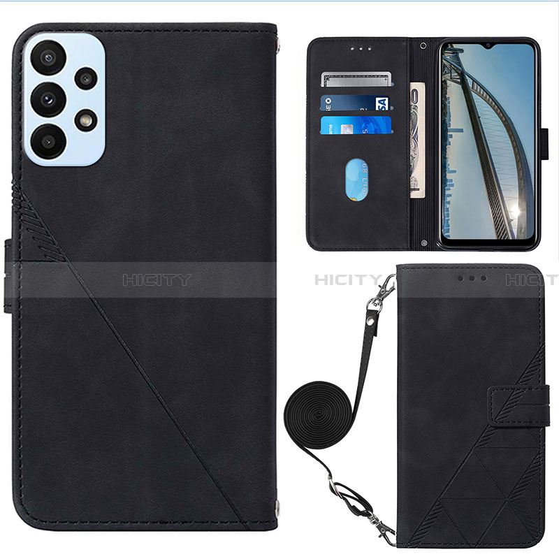 Custodia Portafoglio In Pelle Cover con Supporto Y03B per Samsung Galaxy A23 4G Nero