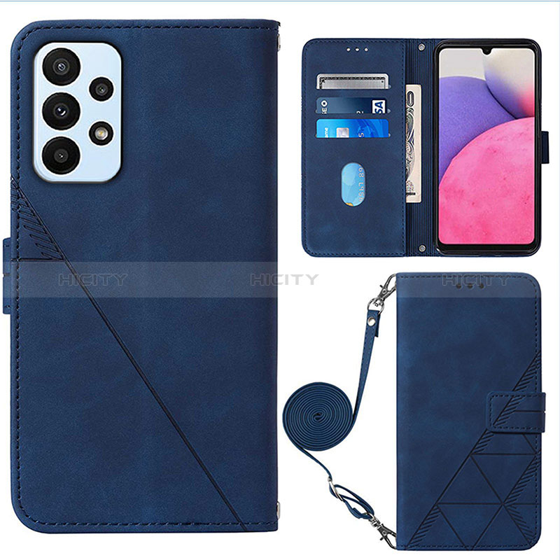 Custodia Portafoglio In Pelle Cover con Supporto Y03B per Samsung Galaxy A23 5G Blu