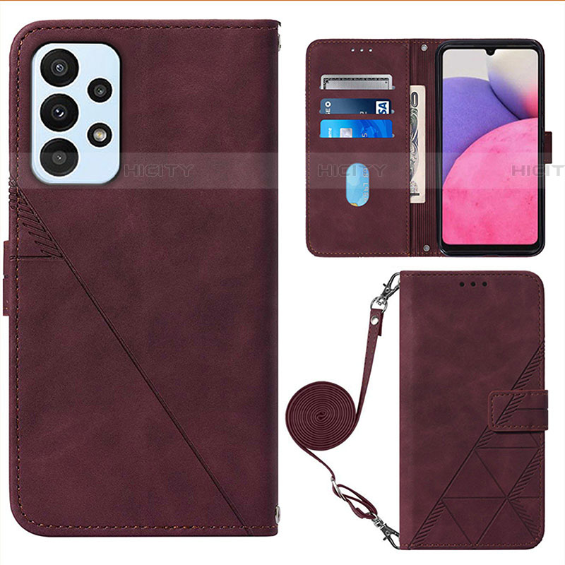 Custodia Portafoglio In Pelle Cover con Supporto Y03B per Samsung Galaxy A73 5G Rosso Rosa