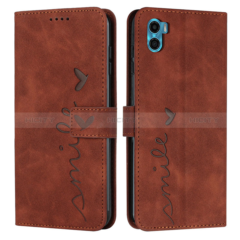 Custodia Portafoglio In Pelle Cover con Supporto Y03X per Motorola Moto E22S Marrone