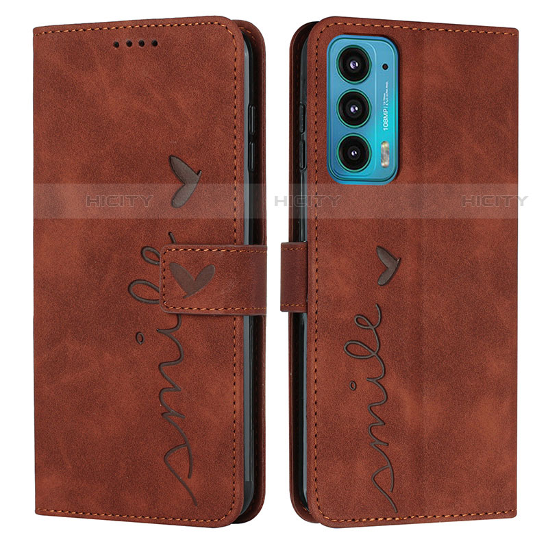 Custodia Portafoglio In Pelle Cover con Supporto Y03X per Motorola Moto Edge 20 5G Marrone