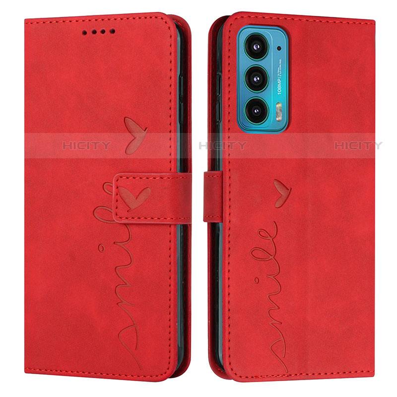 Custodia Portafoglio In Pelle Cover con Supporto Y03X per Motorola Moto Edge 20 5G Rosso