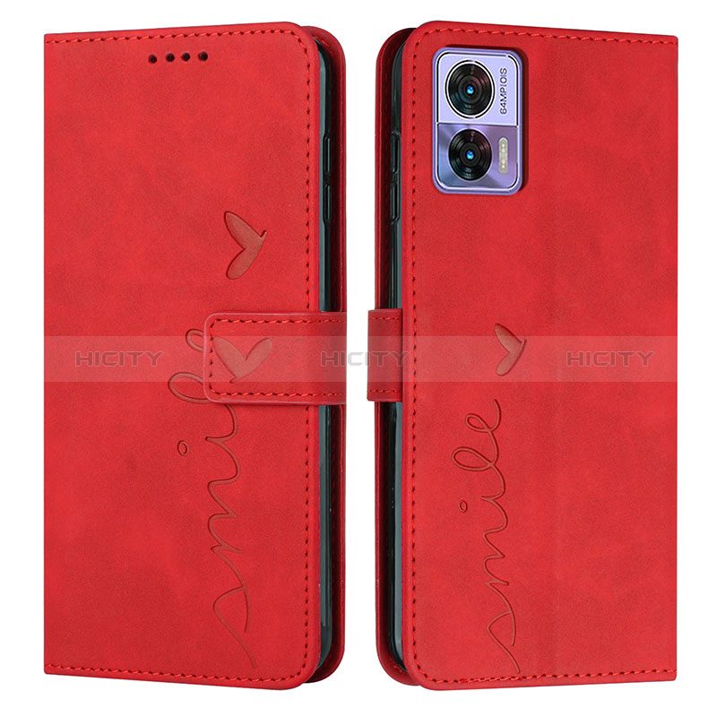 Custodia Portafoglio In Pelle Cover con Supporto Y03X per Motorola Moto Edge 30 Lite 5G Rosso