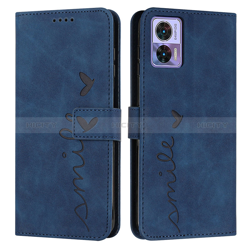 Custodia Portafoglio In Pelle Cover con Supporto Y03X per Motorola Moto Edge 30 Neo 5G Blu