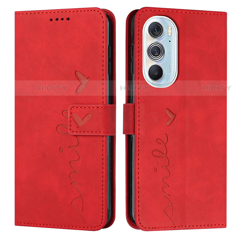 Custodia Portafoglio In Pelle Cover con Supporto Y03X per Motorola Moto Edge X30 5G Rosso