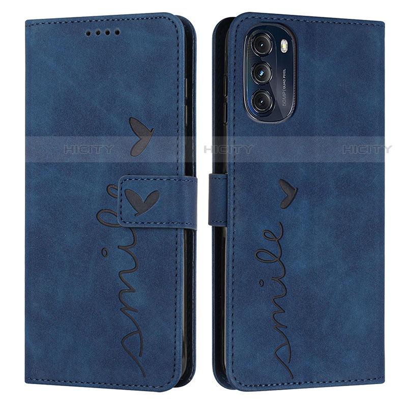 Custodia Portafoglio In Pelle Cover con Supporto Y03X per Motorola Moto G 5G (2022) Blu